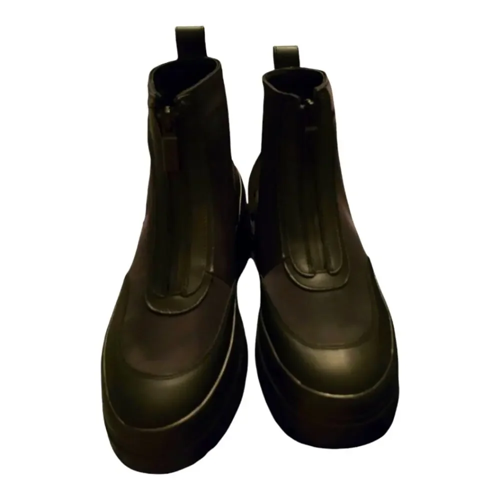 Hunter Explorer Ankle Zip Flatform Boots Womens Rubber Upper Polyester Lining 10